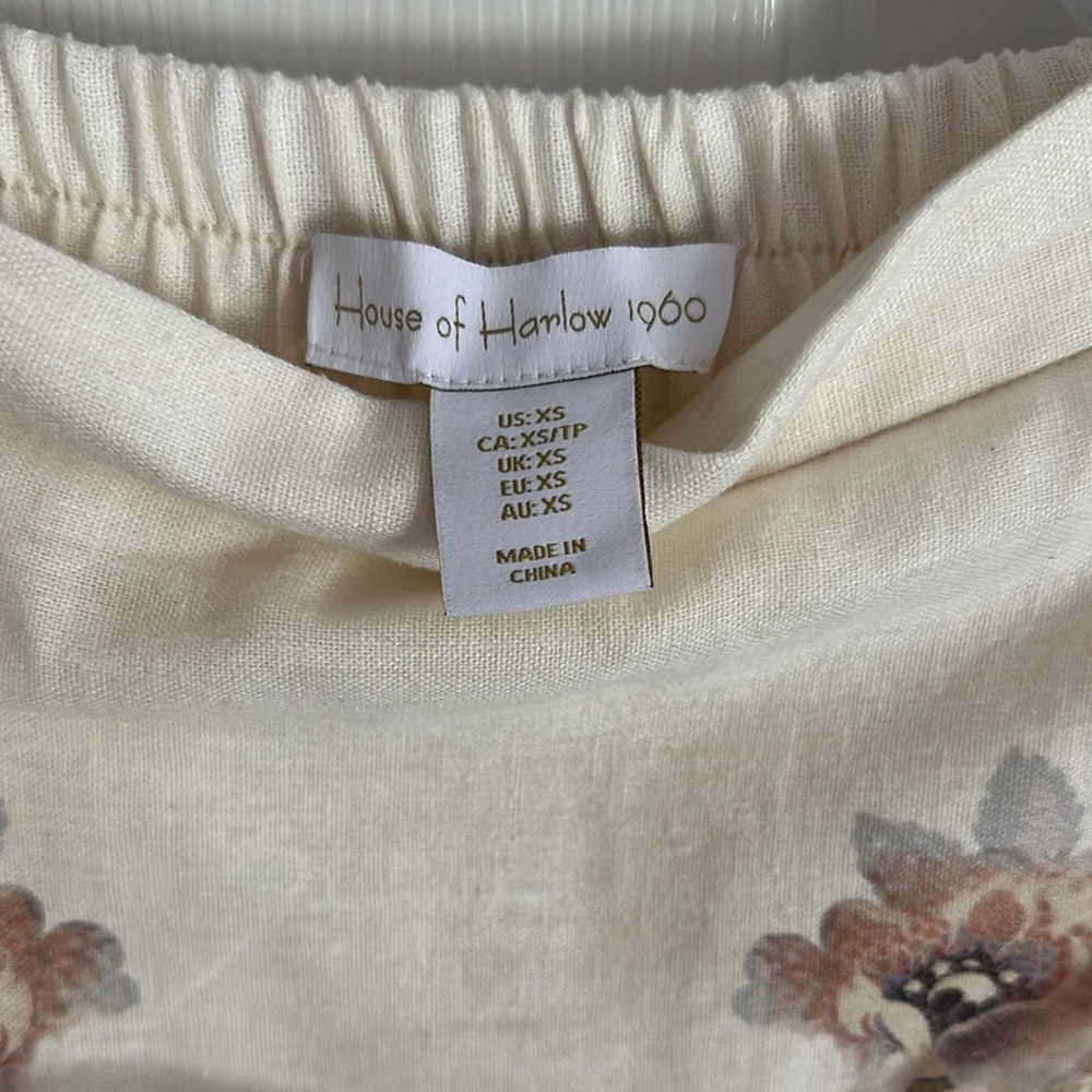 House of Harlow Floral Pink and Cream linen Skirt size XS - Picture 3 of 6